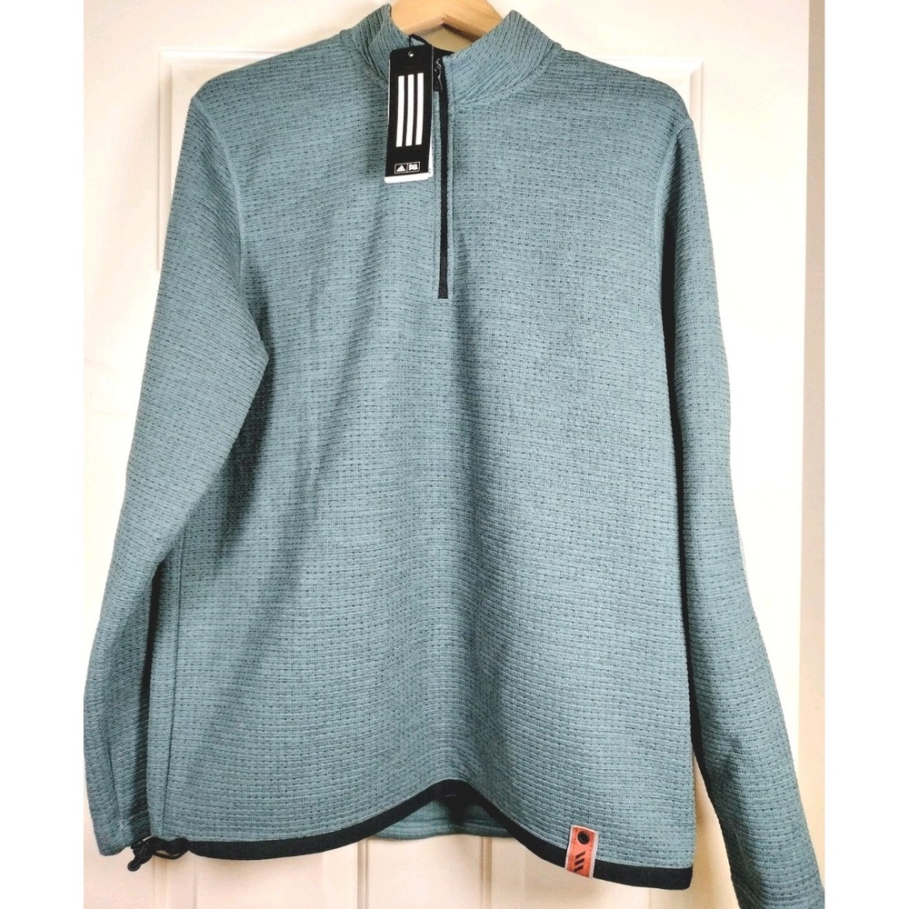 Adidas Adicross Fleece 1/4 Zip Pullover Mens L Raw Green Golf Gleneagles NWT